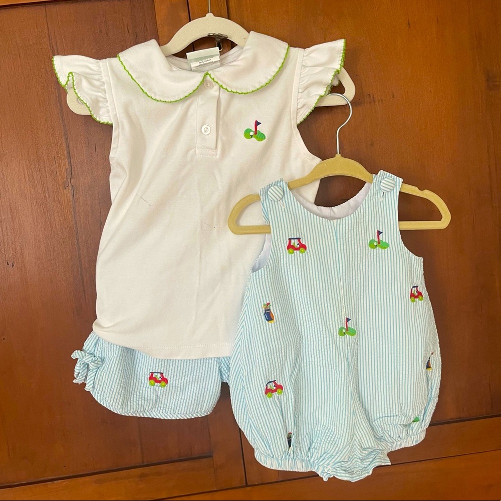 Zuccini Boys Golf Seersucker & Embroidery Bubble